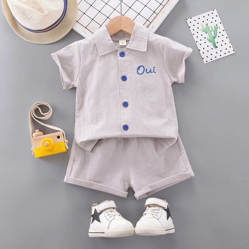 

1 2 3 4 Years Children's Summer Clothes Lapel Children's Suits Boys Short Sleeve Shirts Pants Summer Clothes for Baby outfits