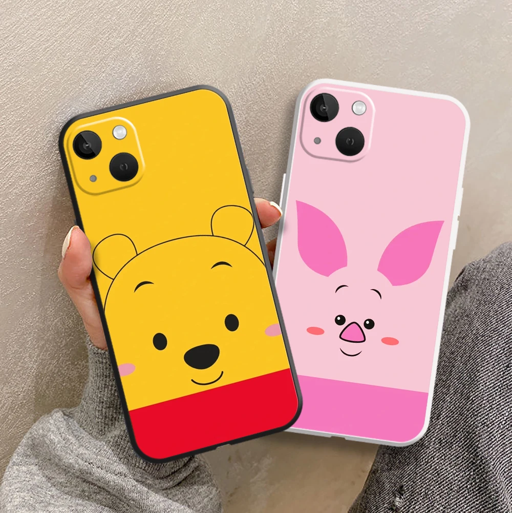 

Lovely Disney White Winnie The Pooh Phone Case For iPhone 13 12 11Pro Mini X XR XS Max 7 8 Plus SE 2020 Silicon Soft Back Cover
