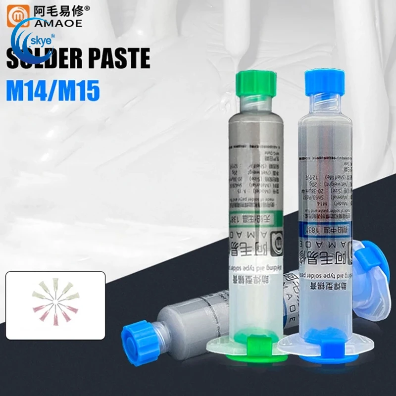 Паяльная паста Amaoe M14 Sn63pd37/M15 Sn42Bi58 138/183 ℃ низкотемпературная флюсовая для ремонта