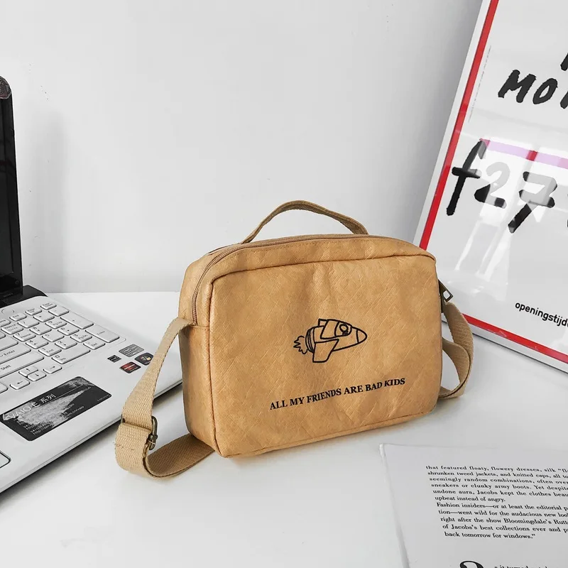 Винтажные сумки через плечо из крафт-бумаги для женщин маленькая