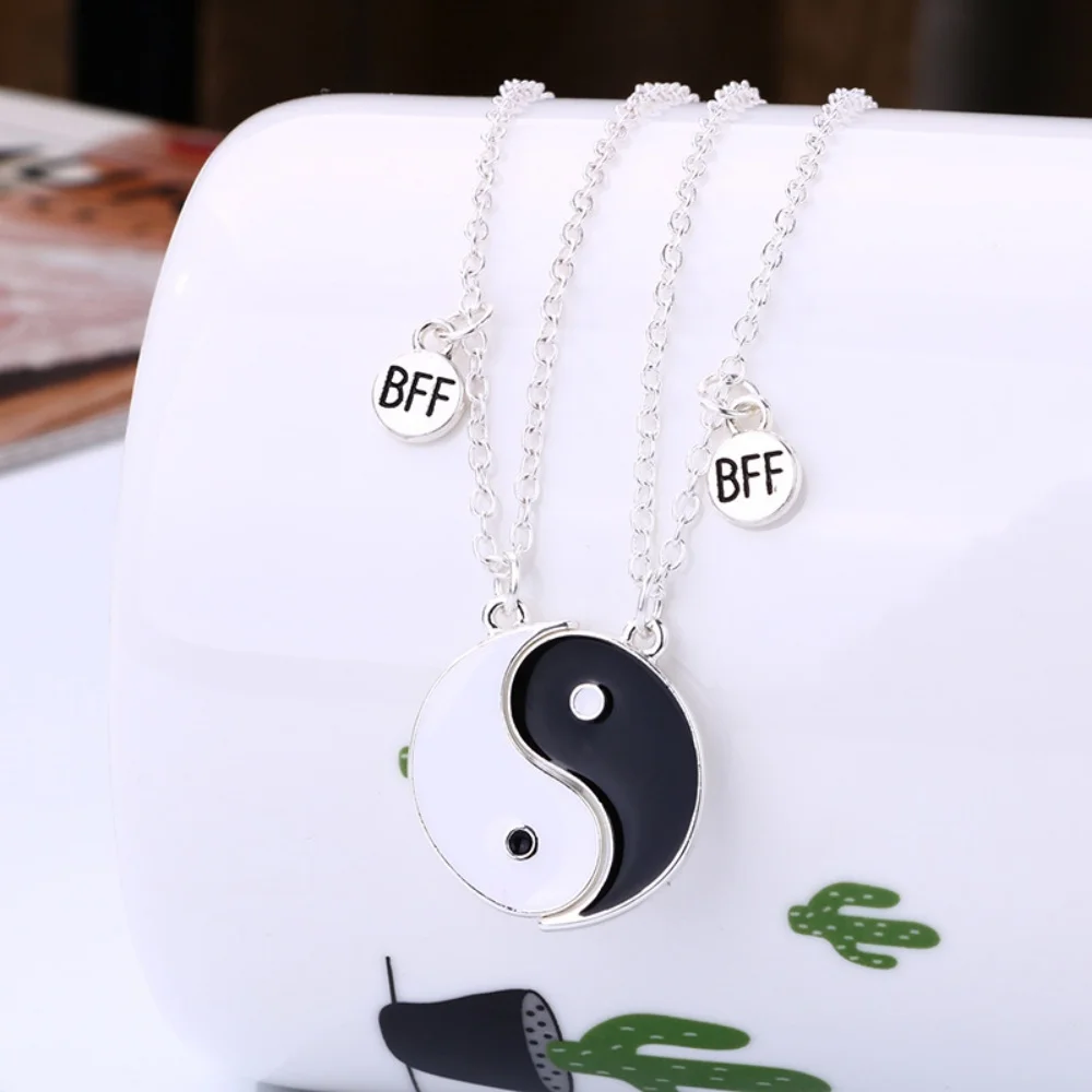 Фото 2Pcs/set Best Friend Taichi Magnetic Pendant Necklaces Retro Couples Friendship Adjustable Geometric Jewelry Accessories Gift №2