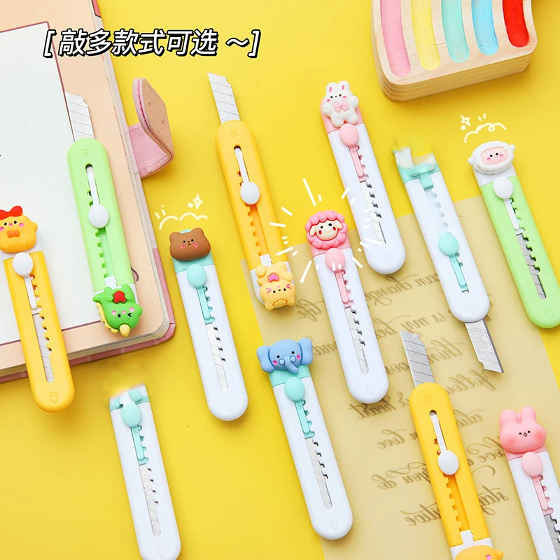 

Карманный мини-нож Kawaii для рисования с мультяшным рисунком, универсальный нож авокадо, нож в коробке, нож для бумаги, ремесло, упаковка, многоразовое лезвие