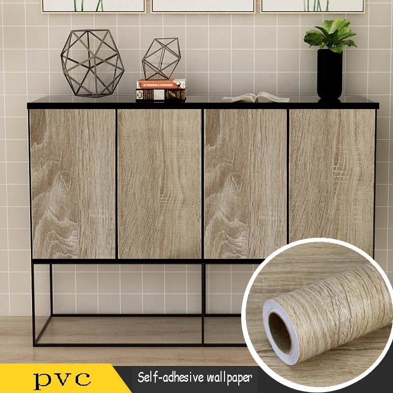 

Wood Grain PVC Stickers for Wardrobe Cupboard Table Furniture Waterproof Self Adhesive Wallpaper Home Decor Wall Papers