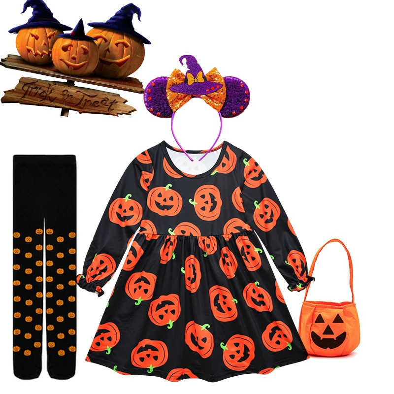 

Костюм на Хэллоуин для маленьких девочек, яркий Карнавальный костюм для детей, женское платье с черепом, милая повседневная одежда для девочек