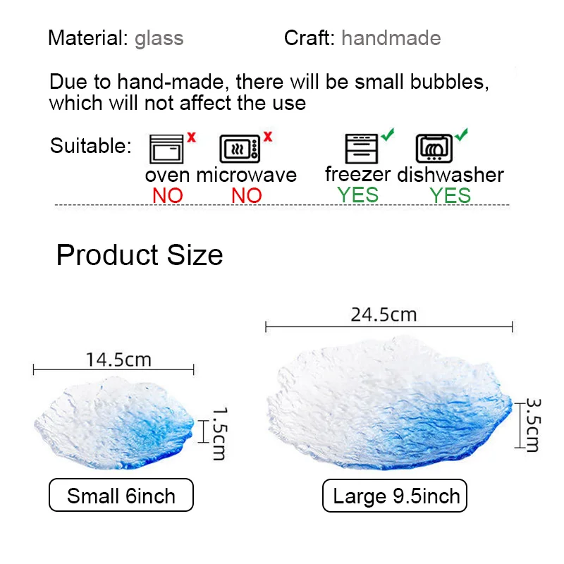 Salad Plates Glass Food Dishes For Serving Dinner Dessert Full Plate Sets Cake Dinnerware Tray Kitchen Eco-friendly Tableware |
