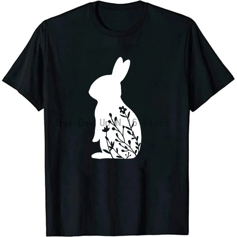 

Floral Rabbit Tops Funny Spring Easter Women Cute T Shirt Bunny Graphic Clothes Rabbit Casual Tee Shirt