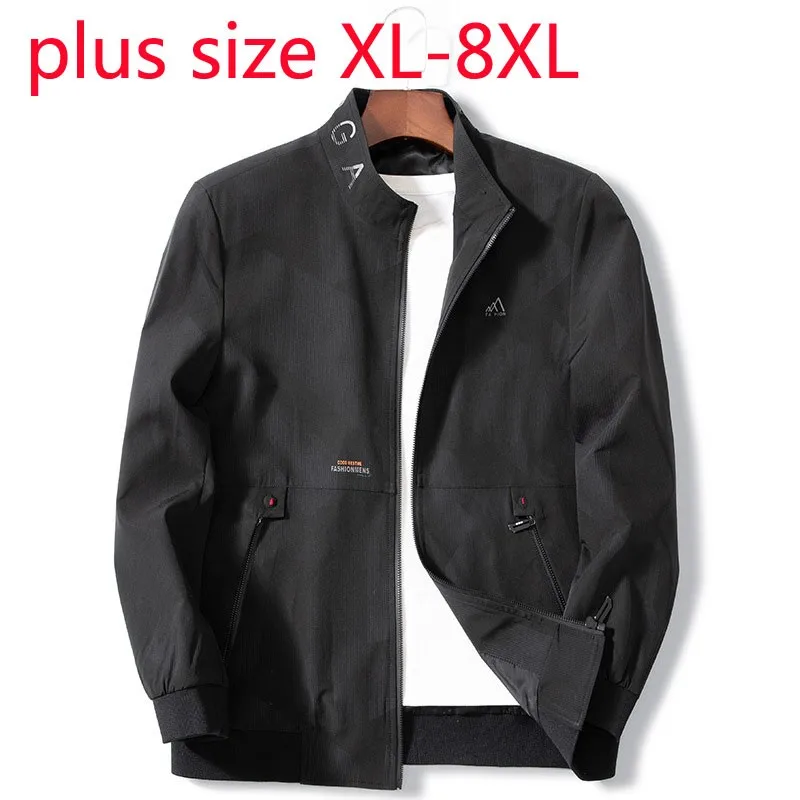 

New Arrival Fashion Super Large Spring And Autumn Men Coat Standing Collar Casual Jacket Plus Size L-3XL 4XL 5XL 6XL 7XL 8XL