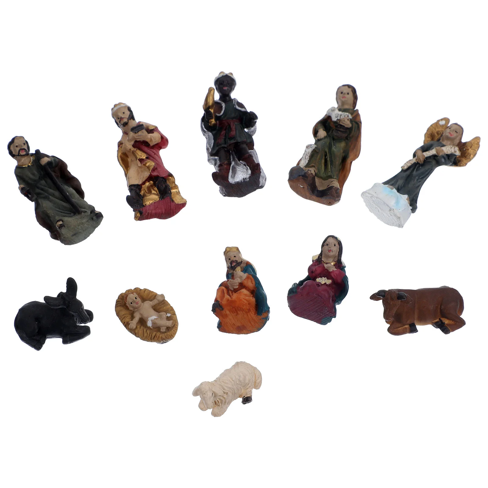 

Mini Jesus Birth Figurines Nativity Ornaments Sculptures Home Decor Resin Christian Gift Set For Christmas Crib Craft Decor