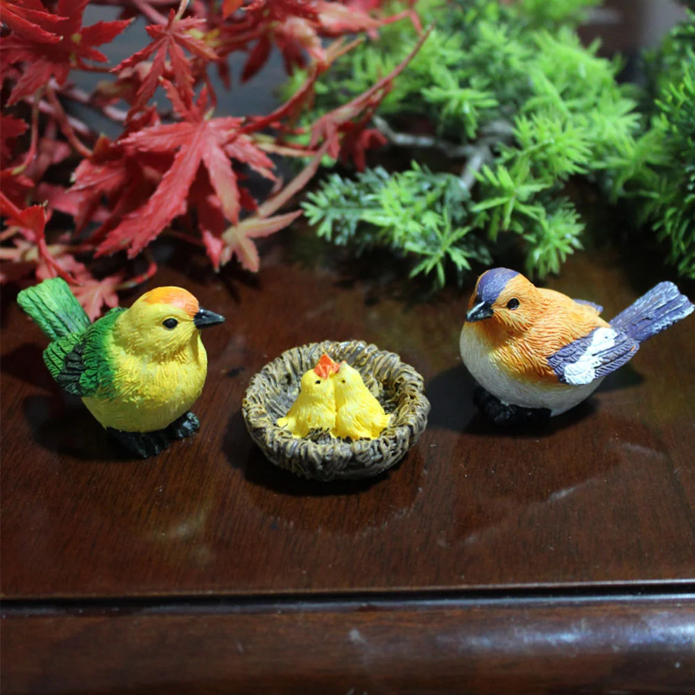 

Mini Artificial Bird Nest Landscape Decor Miniature The Micro-landscape Crafts Birds Tiny Resin Adornment Figures