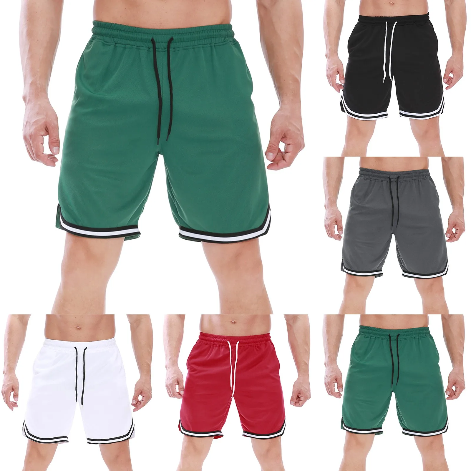 Повседневные мужские спортивные шорты для баскетбола трикотажные однотонные