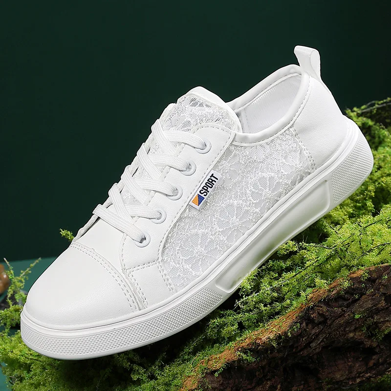 Breathable Women's Casual Shoes Sexy Lace Mesh Woman Flats Shoe Lace-Up Female Sneakers Hollow Ladies Summer Vulcanize Footwear