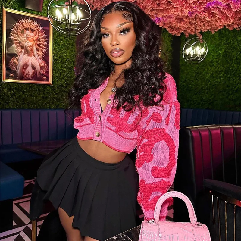 

Женский трикотажный кардиган на пуговицах, теплый флисовый свитер в стиле пэчворк с открытыми животными на осень