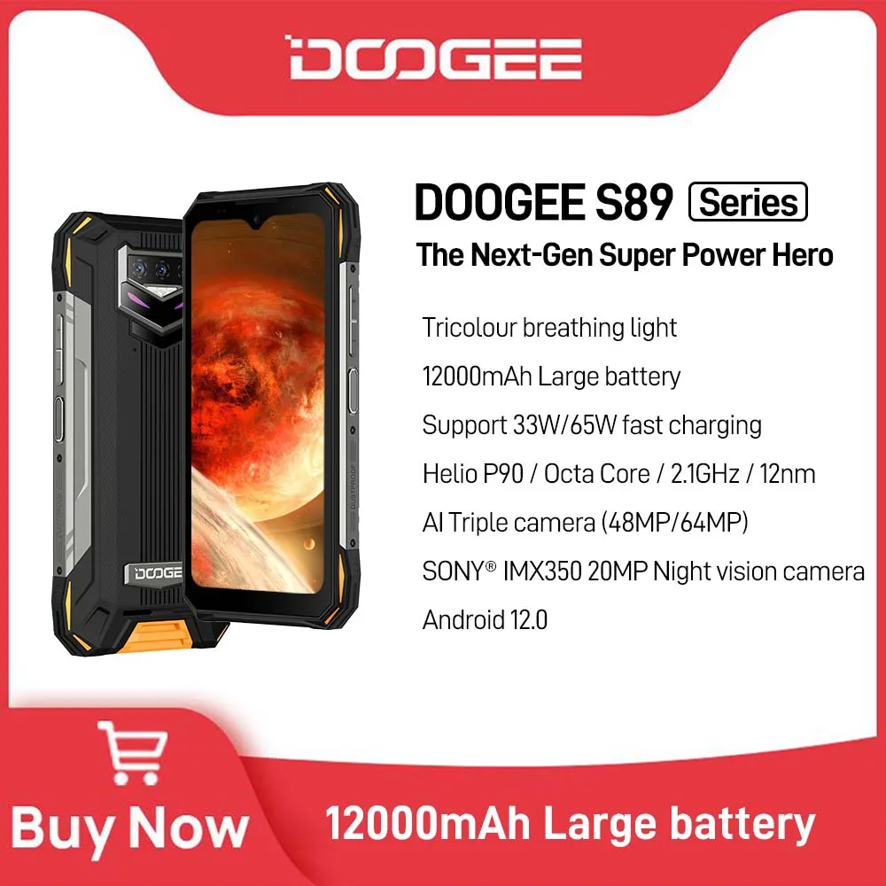 Мировая премьера Защищенный телефон серии DOOGEE S89 6 3 дюйма 48/64 МП камера 8+128 ГБ/256 ГБ