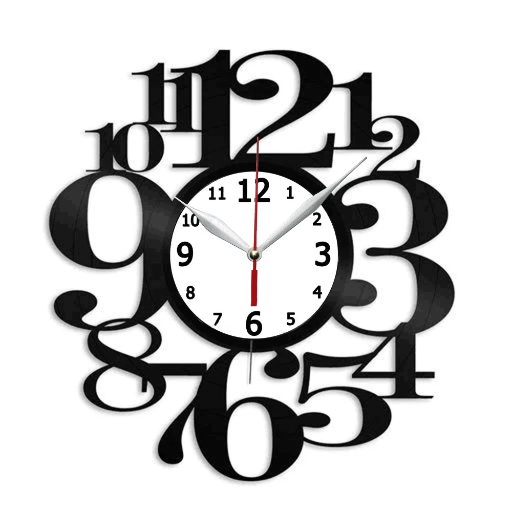 

Виниловые настенные часы с большими цифрами, уникальные винтажные настенные часы, персонализированные украшения для дома, 12 дюймов