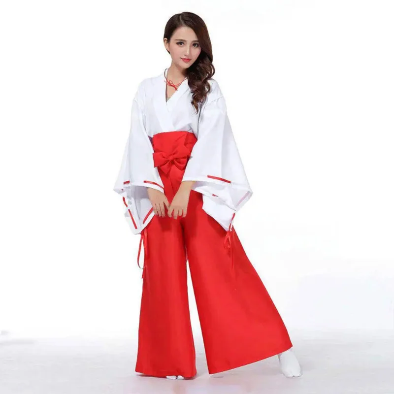 Anime Inuyasha Kikyo Kimono Cosplay jednolita sukienka kostiumy na Halloween impreza przebierana