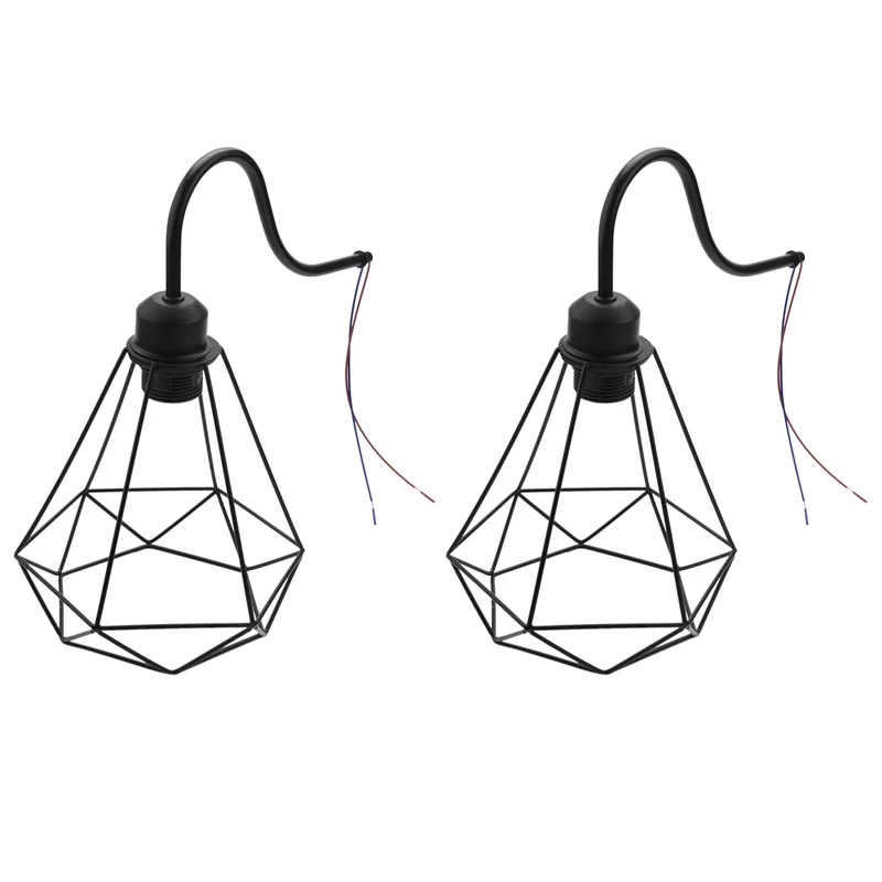 

2X Wall Lights Vintage Industrial Black Diamond Cage Metal Ceiling Light Fixture Retro Applique Indoor Decorating