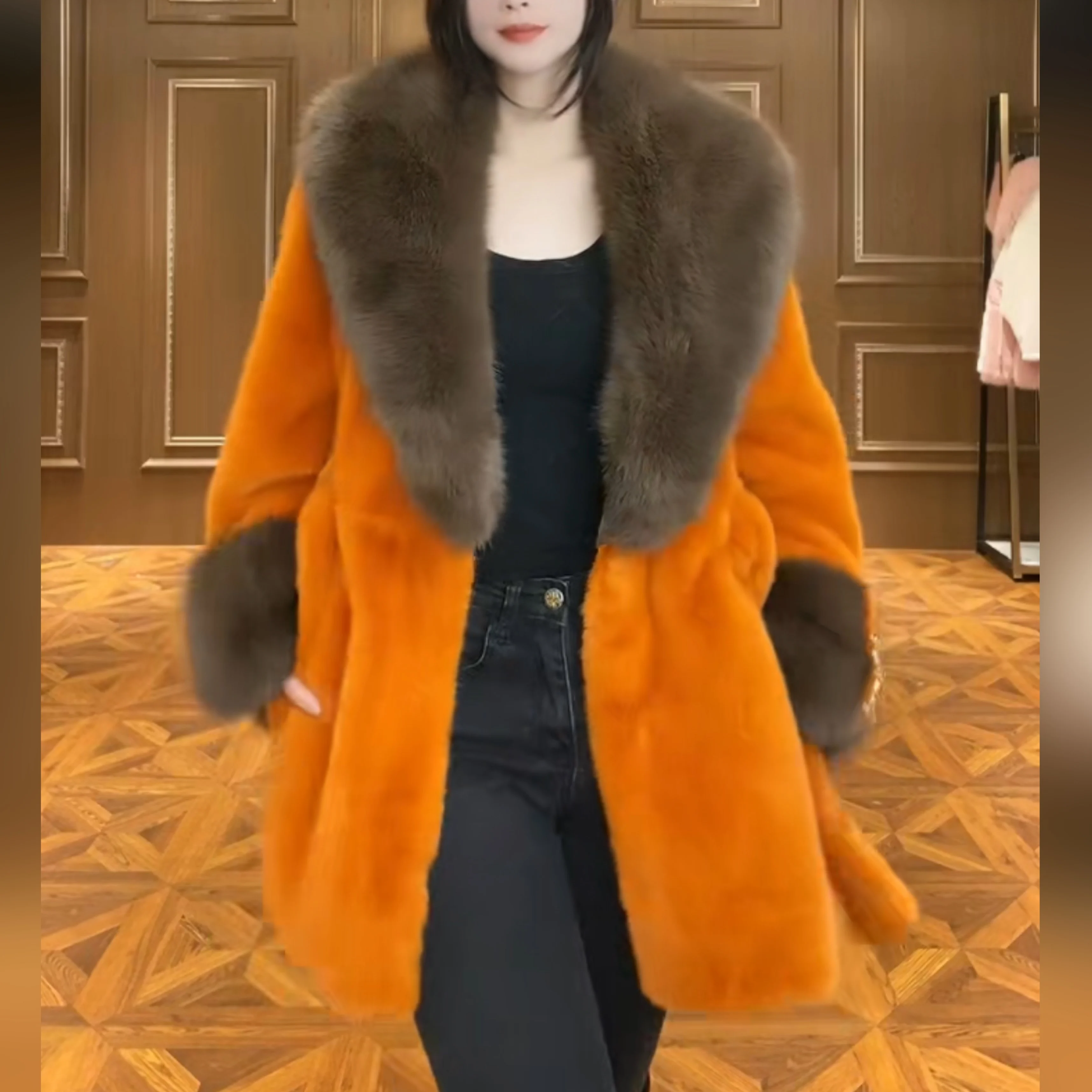 Women's European Streetwear Office Lady Mink Solid Color Warm Short Coat New Ladies Fashion Trendy Simple Casual Fur Jacket