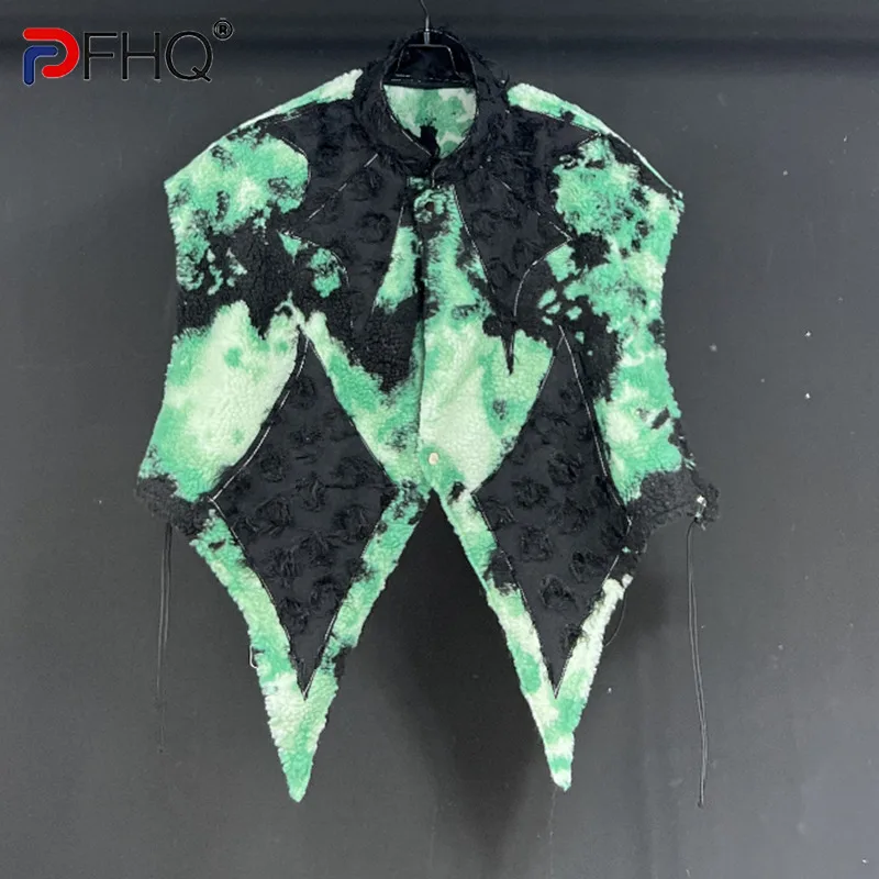

PFHQ Tie Dyed Granular Functional Tactical Vest Men's Irregular Design Hip-hop Contrast Color Handsome Leisure Waistcoat 21Z2284
