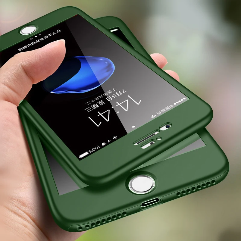 

Чехол для телефона с полным покрытием 360 градусов для iPhone 13 11 12 Pro Max X XS XR SE 2020 6S 7 8 Plus 5, жесткий защитный чехол из поликарбоната с закаленным ст...