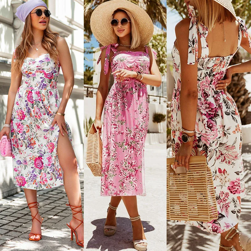 

2023 Summer New Sleeveless Sexy Sling Split Dress