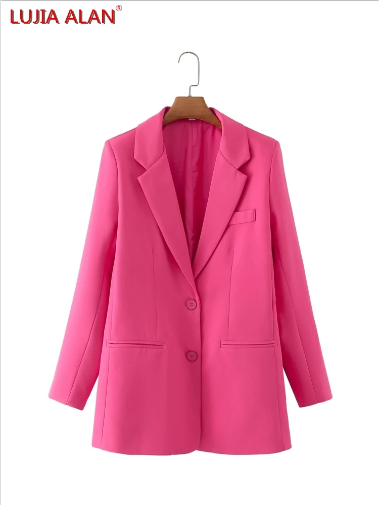 

Модный женский повседневный костюм с длинным рукавом, пальто, женская Свободная верхняя одежда, Женские топы для офиса, LUJIA ALAN C1328