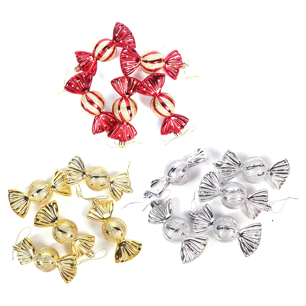 5/10 шт. рождественские пластиковые подвески-конфеты золотисто-красные украшения