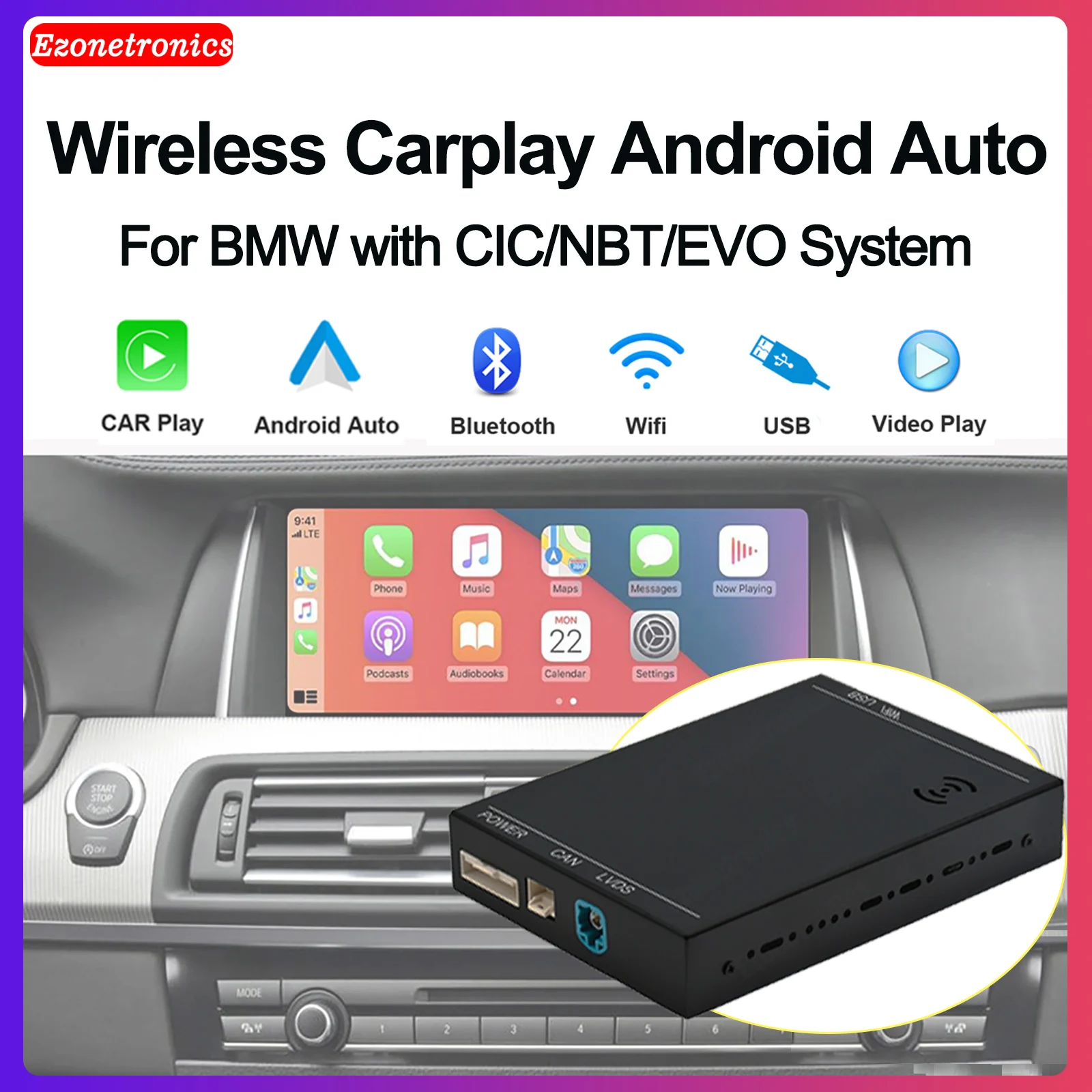 

EZonetronics Зеркало OEM Link CarPlay интерфейс для автомобильной навигационной системы BMW CIC NBT EVO адаптер