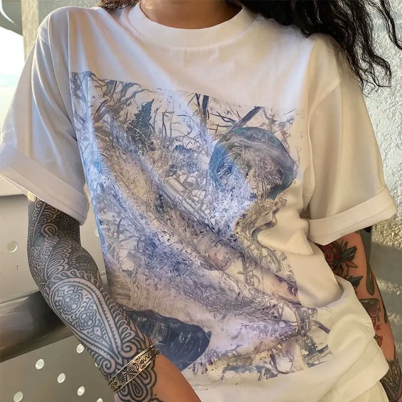 

y2k Harajuku Erosive jellyfish Print woman T-shirt Street casual Streetwear Casual Pullover T-shirt Female Mens goth crop Tops