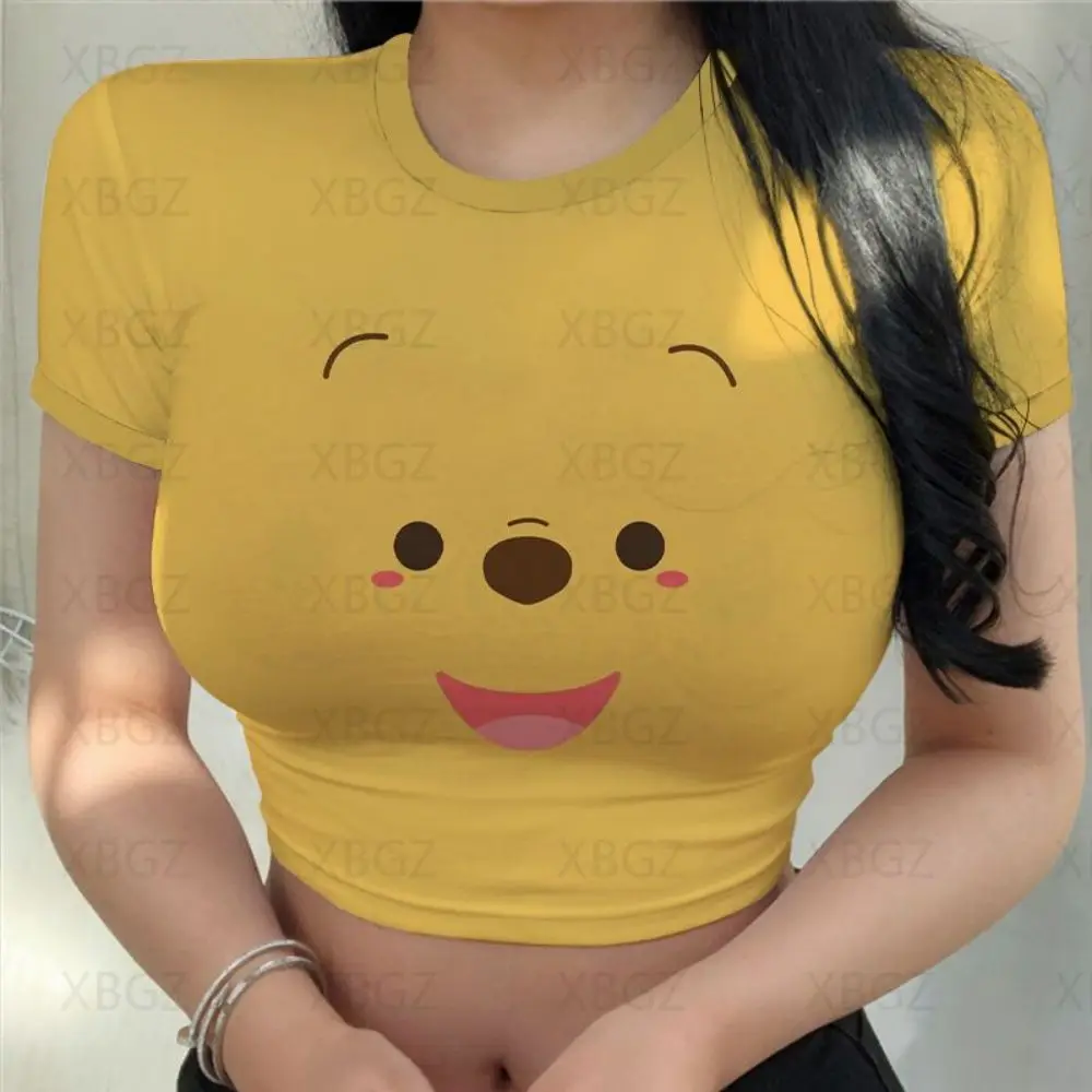 

Winnie Pooh Cool T Shirt Women Nightclub Y2k Clothes Fashion Vintage Print Crop Top Sexy T-shirts Disney Woman Blouses 2022 Tops