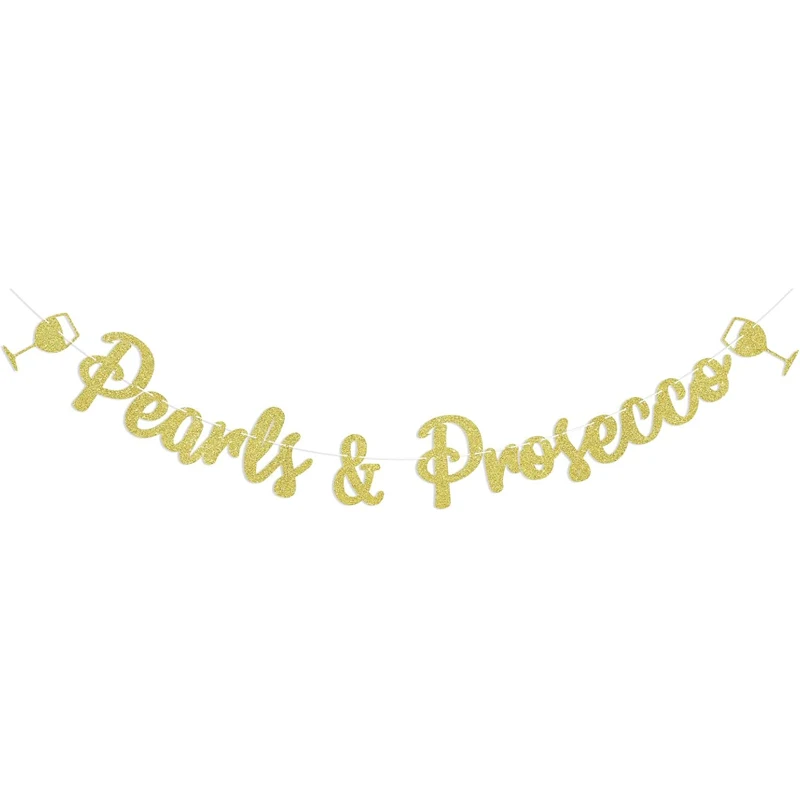 Баннеры Pearl and Prosecco — золотые блестки для пар свадебного душа помолвок или