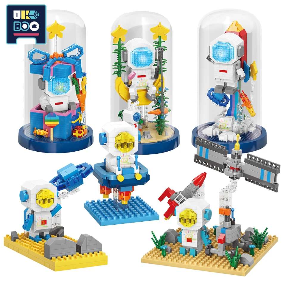 

UKBOO Mirco Space Rocket Spaceman Building Blocks Astronaut Creation Mini Bricks Toys For Children Mobile Phone Desktop Stand