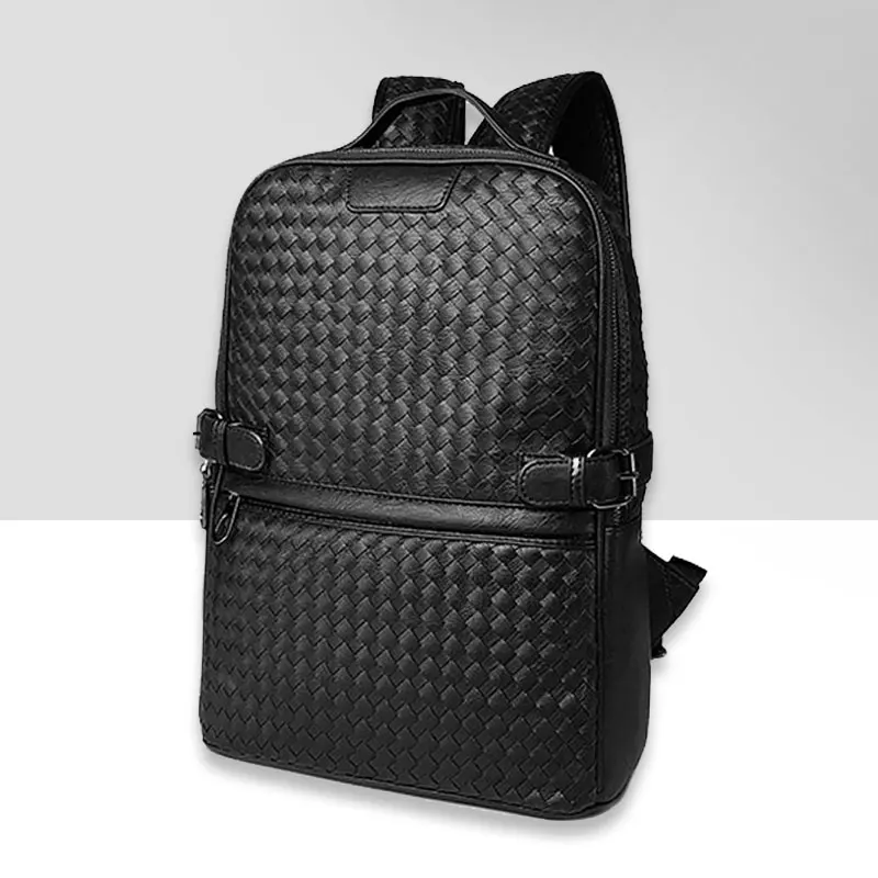Fashion Leather Backpack Men Large Capacity Laptop Bag Travel Women Mountaineering Bags Advanced Handmade Knitting Bag For Male