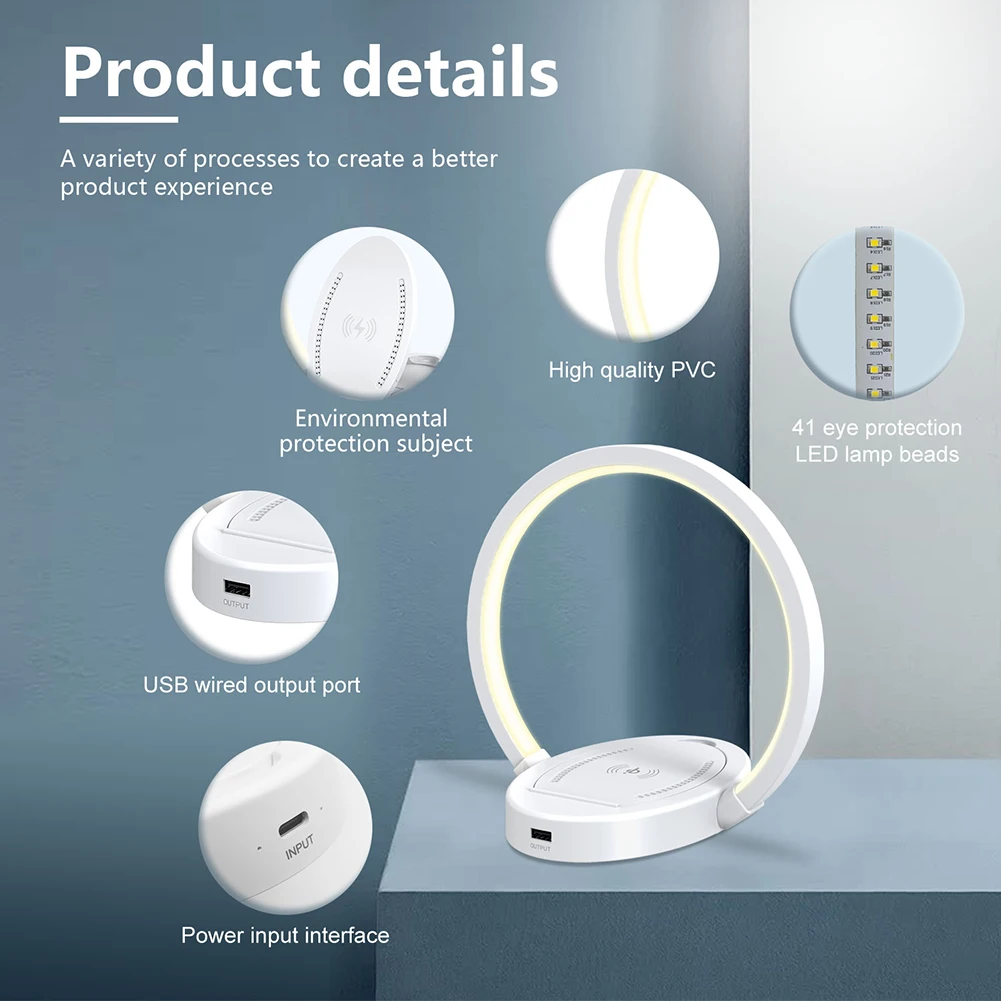

Wireless Charger LED Desk Lamp USB Touch Control Adjustable Reading Table Night Light for Kids Adults Children Bedroom Lighting