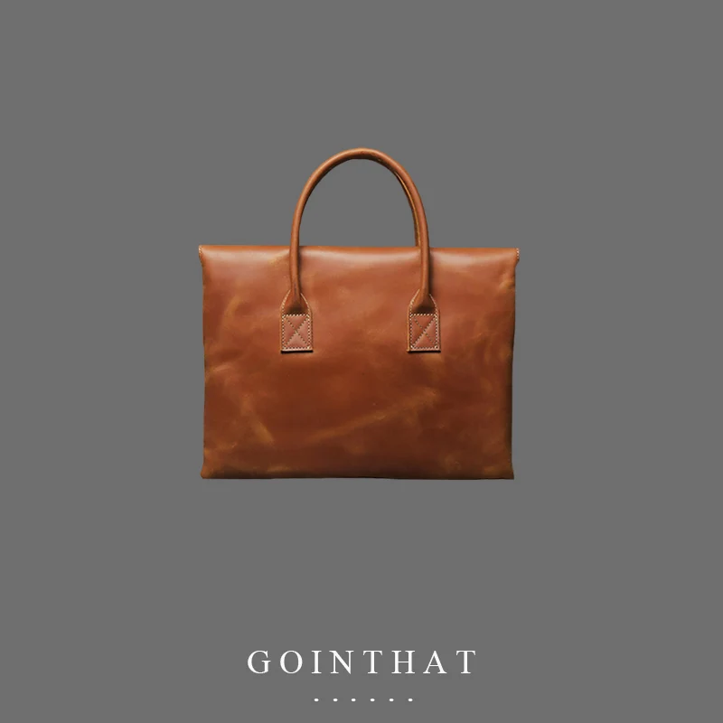 

Men Genuine Leather Briefcase Business Handbag Messenger Bags Laptop Bag Notebook Case Sleeve Male Vintage Shoulder Travel Bags