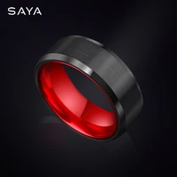 fashion ring for men8mm width tungsten jewelry plated black and red brushed personalizedengagement free shipping customized