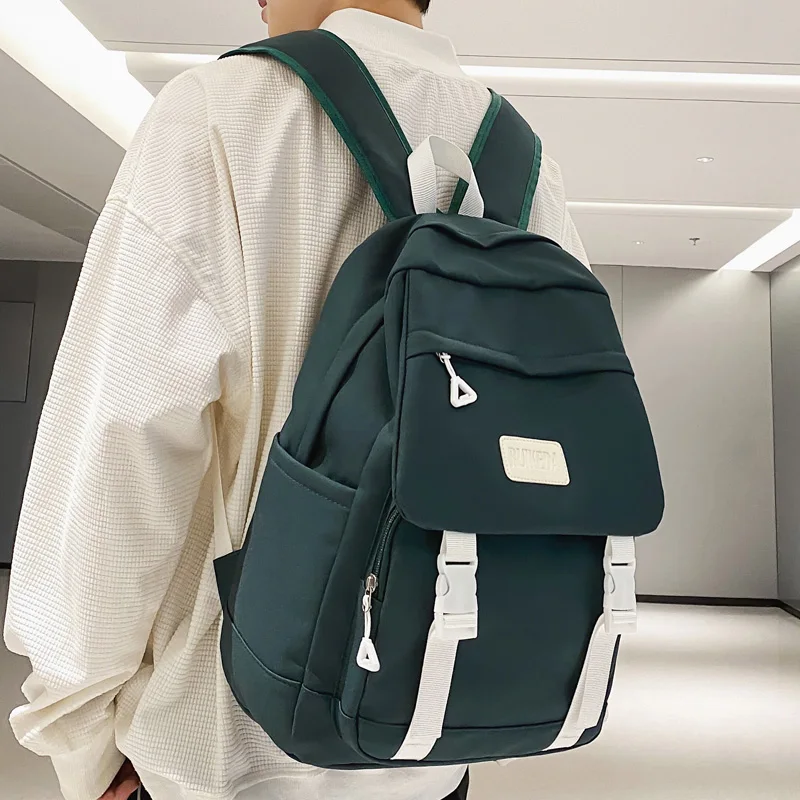 

New Unisex Waterproof Nylon Backpack Large Capacity Buckle Travel Bag Multiple Pockets Women Backpack Cool Men Schoolbag Bookbag