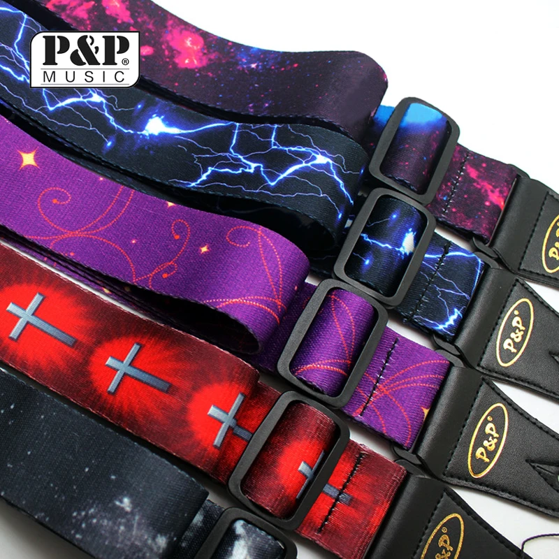 

P&P Guitar Strap Starry Sky Series Thermal Printing Electric Acoustic Folk Guitar Bass Strap