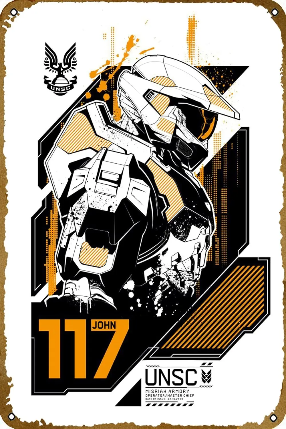 Плакат John 117 Vdeo Gme Metl Tn Sgn Gmng Cool Wll Decor Gfts для Gmers 12x8 nch