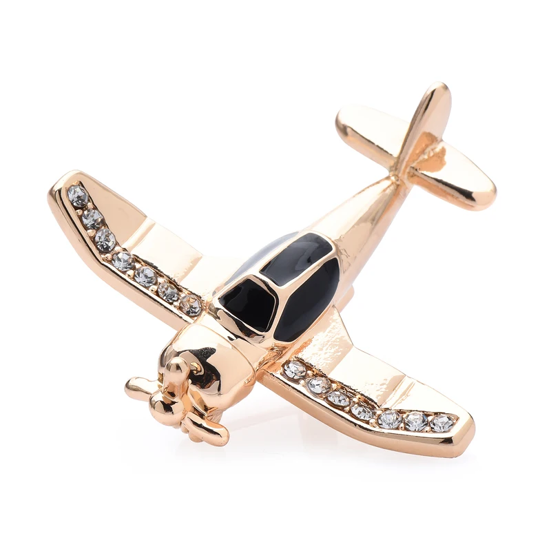 

Wuli&baby Enamel Airplane Brooches For Women Men 2-color Rhinestone Aircraft Party Casual Brooch Pin Gifts