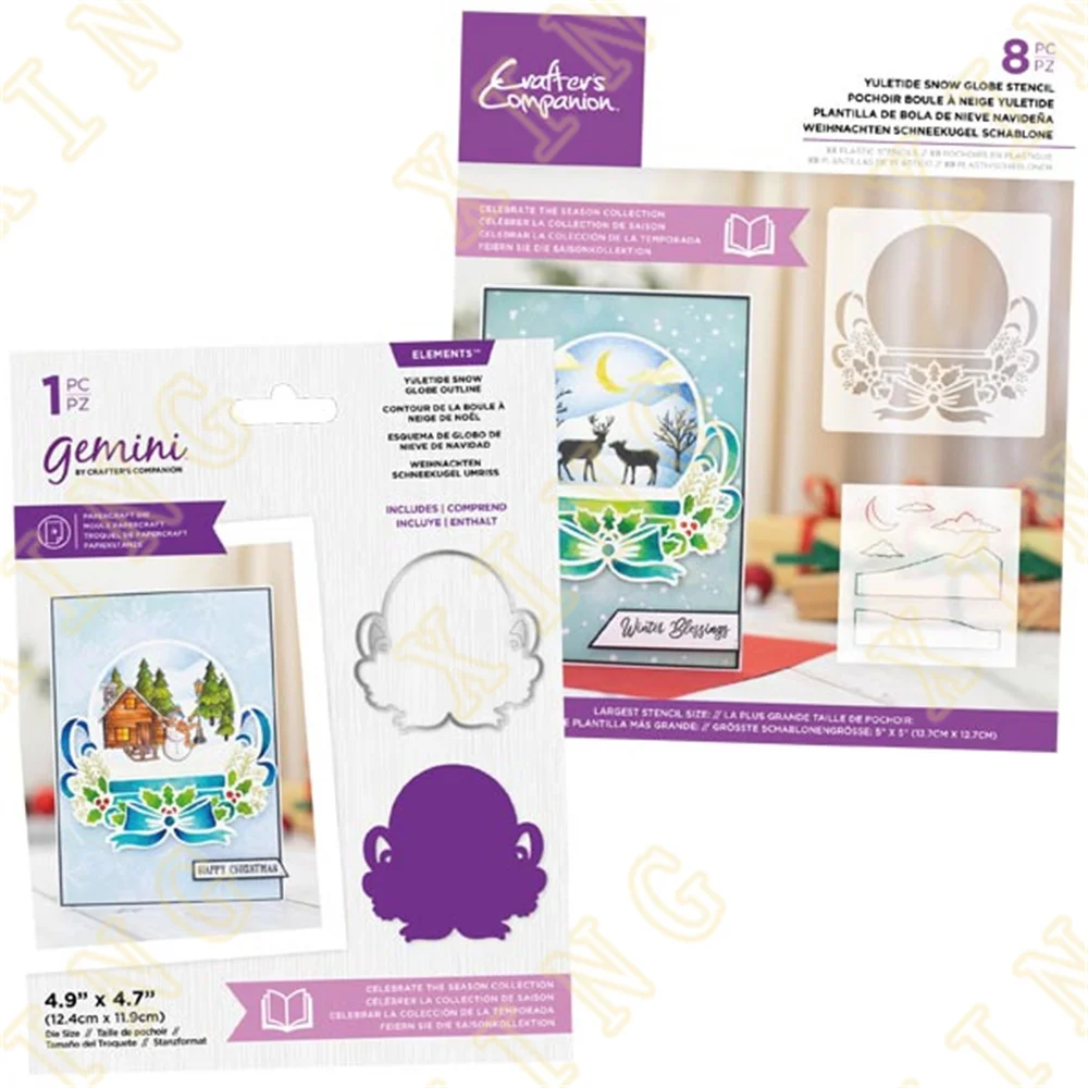 

2022 New Yuletide Snow Globe Metal Cutting Dies Diy Scrapbooking Card Stencil Paper Cards Handmade Album Stamp Die Sheets