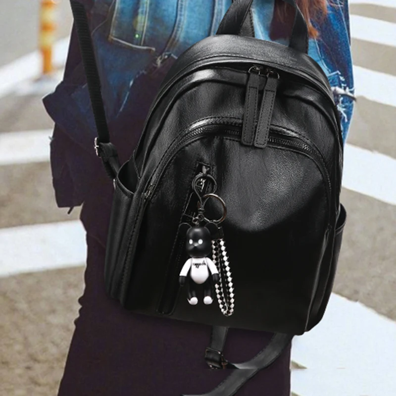 Women Men Casual Backpack School Travel Designer Business Laptop Bag Black Leather Mochilas Masculinas Shoulder Bag WWH50XP