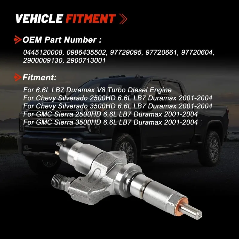 Фото 8 шт. 97729095 инжектор Common Rail для турбодвигателя Duramax 6,6L LB7 V8 Chevy Silverado GMC Sierra 2500HD 3500HD 2001-2004 №3