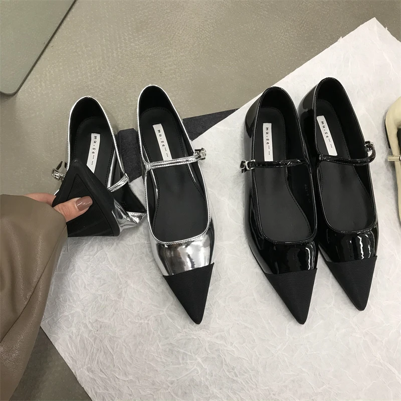 

Женские туфли с острым носком, повседневная обувь разных цветов, удобные, с закрытым носком, на резиновой подошве, Туфли Мэри Джейн, Fl