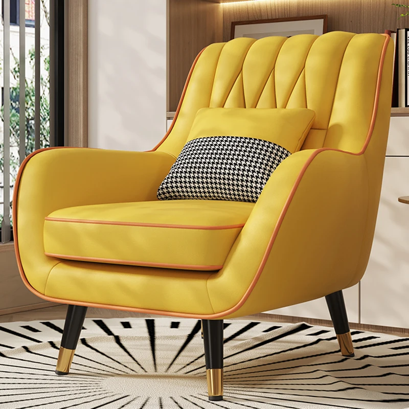 

Leather Backrest Dining Chairs Accent Nordic Throne Lounge Living Room Sofas Mid Century Modern Muebles Para El Hogar Furnitures