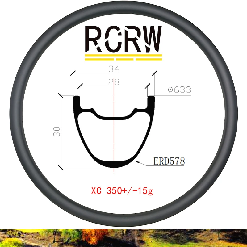 

29er MTB XC 34x30 мм углеродный обод 350 г светильник Вес 34 мм ширина 30 мм глубина по пересеченной местности клинчерная бескамерная UD 3K 12K 24 28 32 отверс...