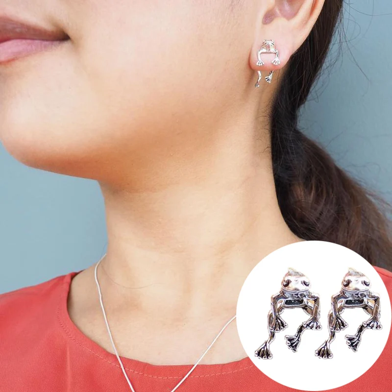 

Cute Frog Earring For Women Girls Gothic AnImal Ear Dangler Ear Stud Fashion Vintage Jewelry Gift Wholesale Earrings Brincos