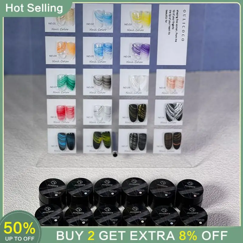 

12 Colors Nail Art Spider Gel Design Painting UV Nail Polish Super Strong Stretch Glue Graffiti Easy Drawing Metal Painted TSLM1