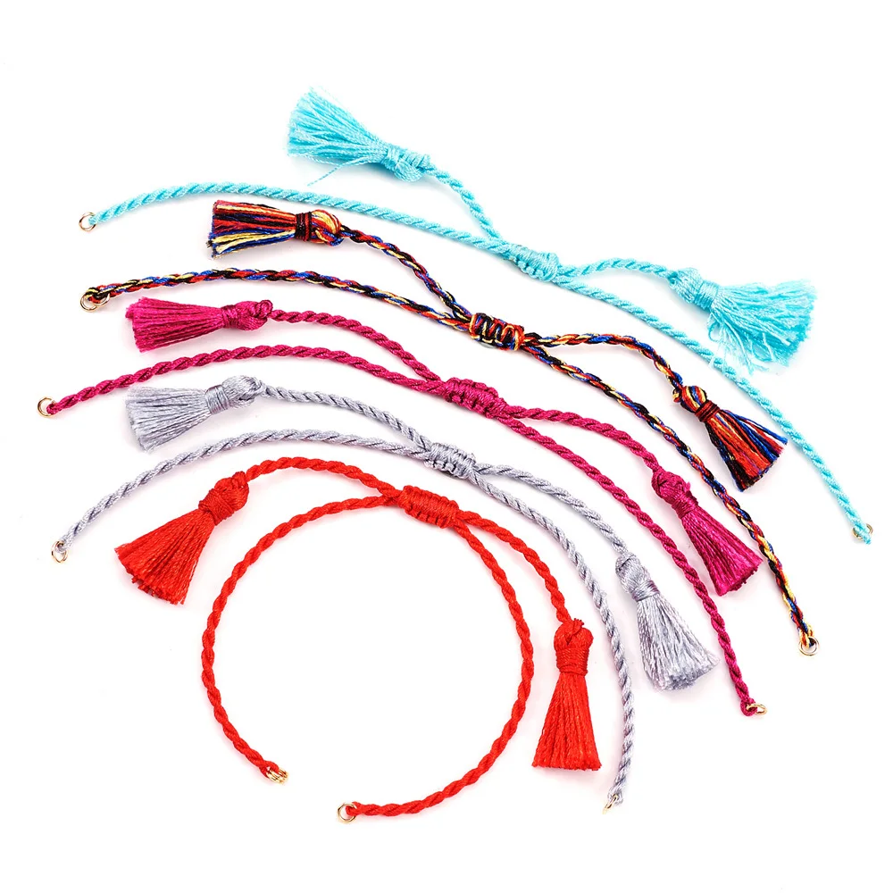 

10Pcs Multicolor Polyester Handmade Braided Tassel Bracelet Making For Women Vintage Fashion Bracelets Jewelry Gift