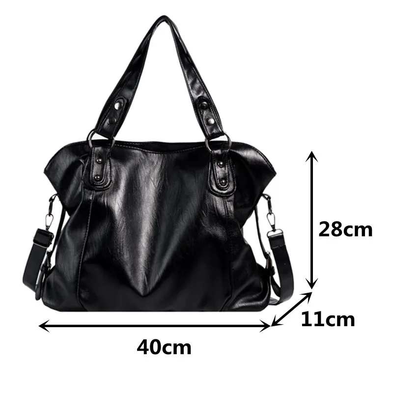 Big Black Shoulder Bags for Women Large Hobo Shopper Bag Solid Color Quality Soft Leather Crossbody Handbag Lady Travel Tote Bag images - 6