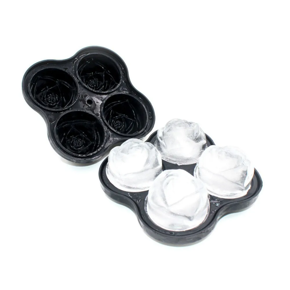 4/6 Grids Silicone Rose Shape Icecream Mold Tray Candy Cake Pudding Chocolate Molds Reusable Whiskey Cocktail Bar Products | Дом и сад